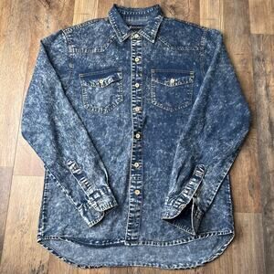 Vintage Y2K Rocawear Denim Shirt Men's‎ Large Blue Long Sleeve Hip Hop 6133